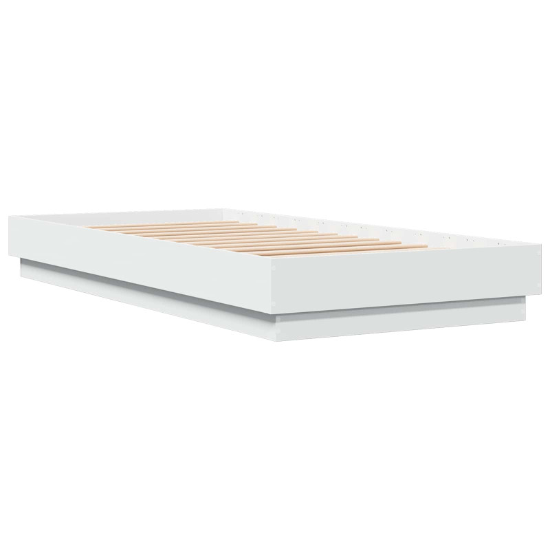 Łóżko z ramą z LED Biały 80 x 200 cm Drewno inżynieryjne