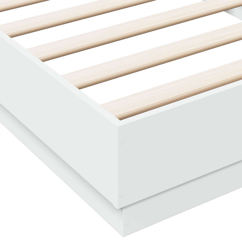 Łóżko z ramą z LED Biały 80 x 200 cm Drewno inżynieryjne