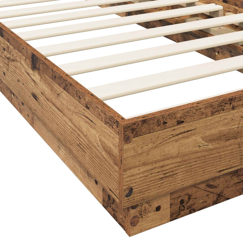 Łóżko z ramą z LED Stare drewno 80 x 200 cm Drewno inżynieryjne