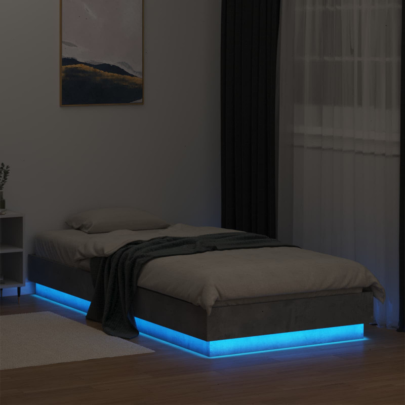 Łóżko z ramą z LED Betonowy szary 80 x 200 cm