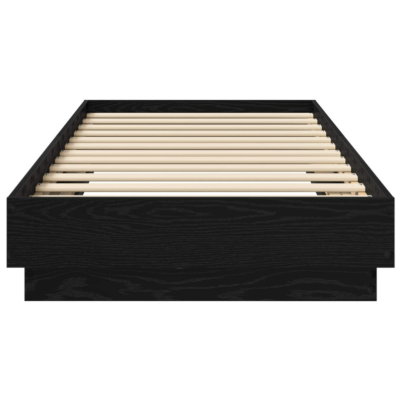 Łóżko z ramą z LED Czarny dąb 80 x 200 cm Drewno inżynieryjne