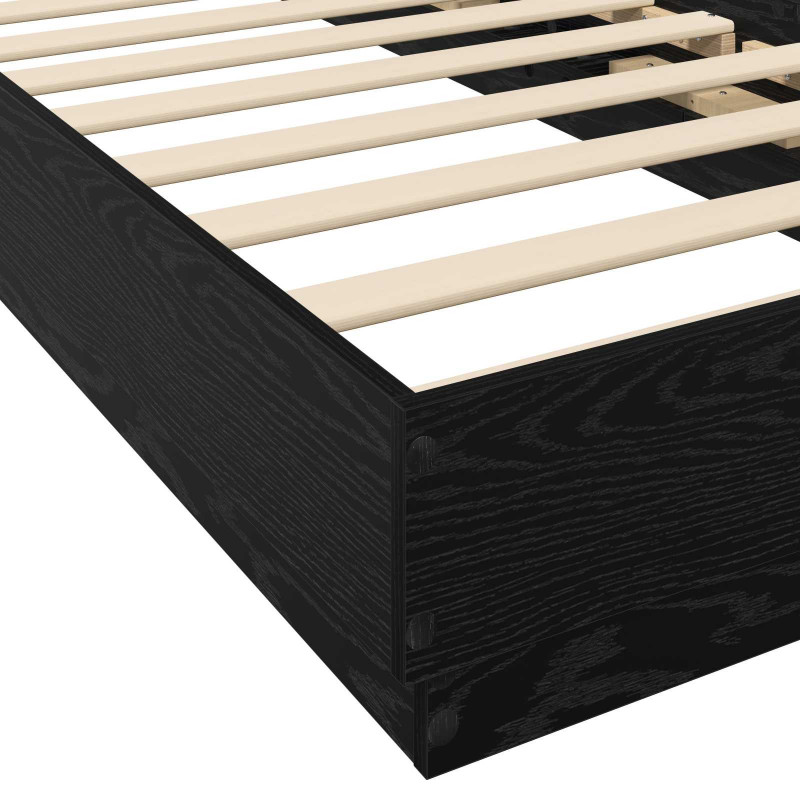 Łóżko z ramą z LED Czarny dąb 80 x 200 cm Drewno inżynieryjne