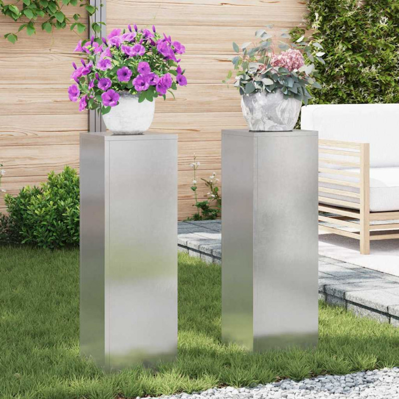 Stojak na rośliny 2 pcs Srebrny 24 x 24 x 75 cm stal nierdzewna