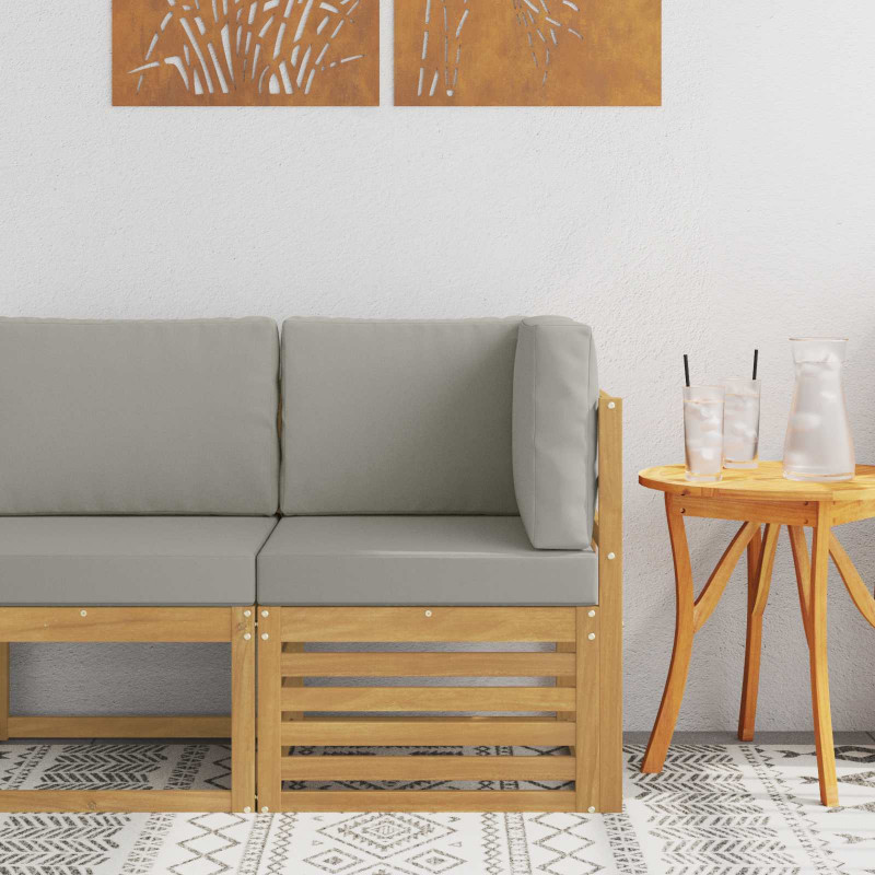 Sofa narożna na zewnątrz Lite Drewno Akacji Biały