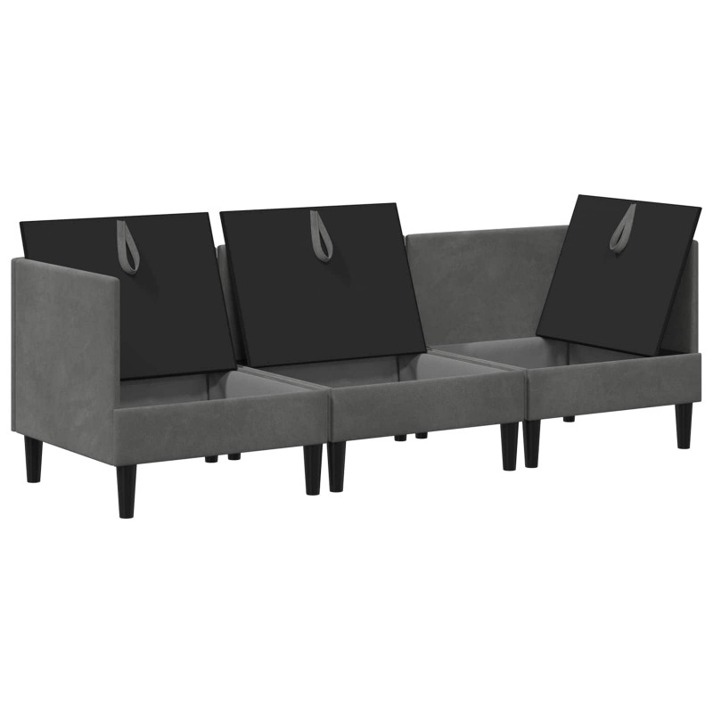 Zestaw mebli do salonu z poduszką 3 pcs ciemnoszary Welur