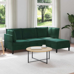 Zestaw mebli do salonu z poduszką 4 pcs Ciemnozielony Welur