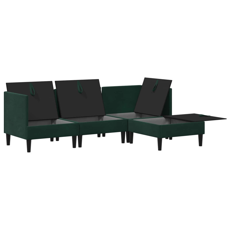 Zestaw mebli do salonu z poduszką 4 pcs Ciemnozielony Welur