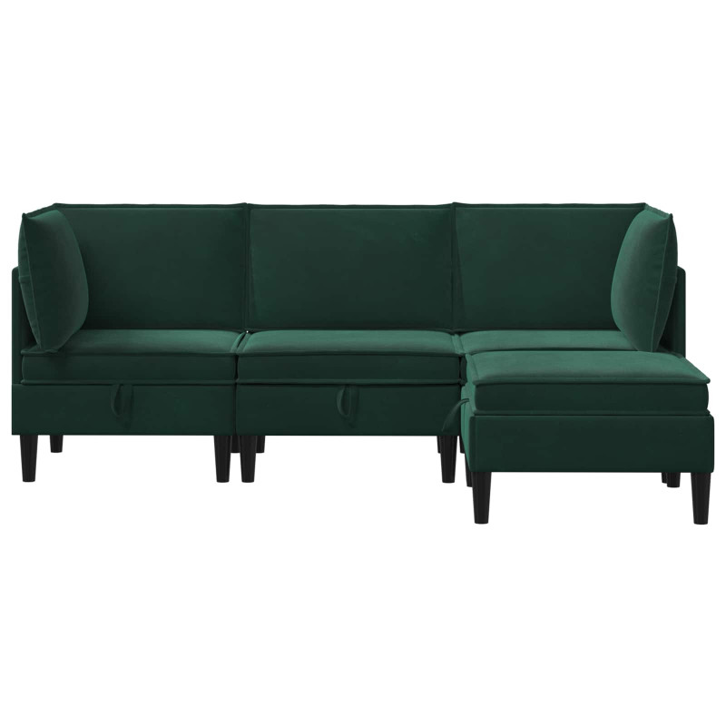 Zestaw mebli do salonu z poduszką 4 pcs Ciemnozielony Welur