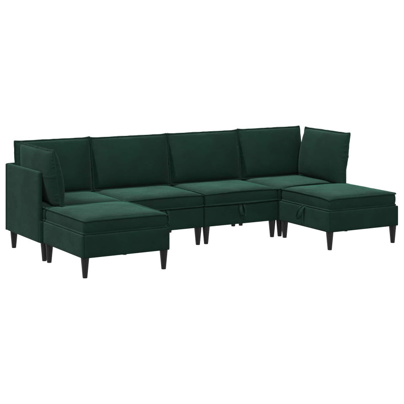 Zestaw mebli do salonu z poduszką 6 pcs Ciemnozielony Welur