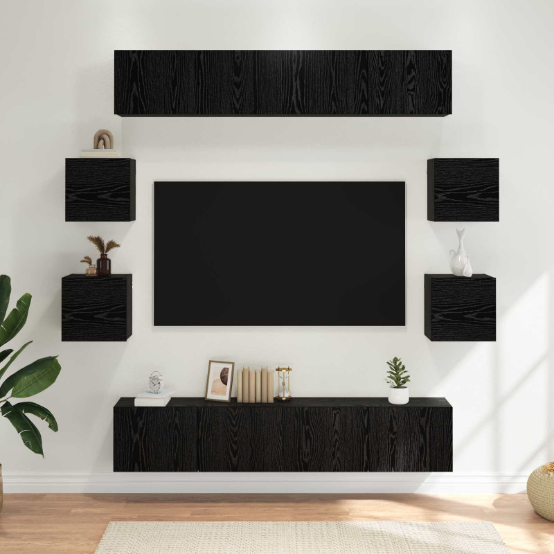 Zestaw szafek RTV 8 pcs 80 x 30 x 30 cm Czarny dąb