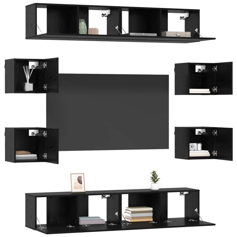 Zestaw szafek RTV 8 pcs 80 x 30 x 30 cm Czarny dąb
