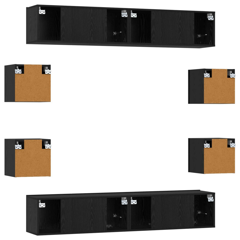 Zestaw szafek RTV 8 pcs 80 x 30 x 30 cm Czarny dąb