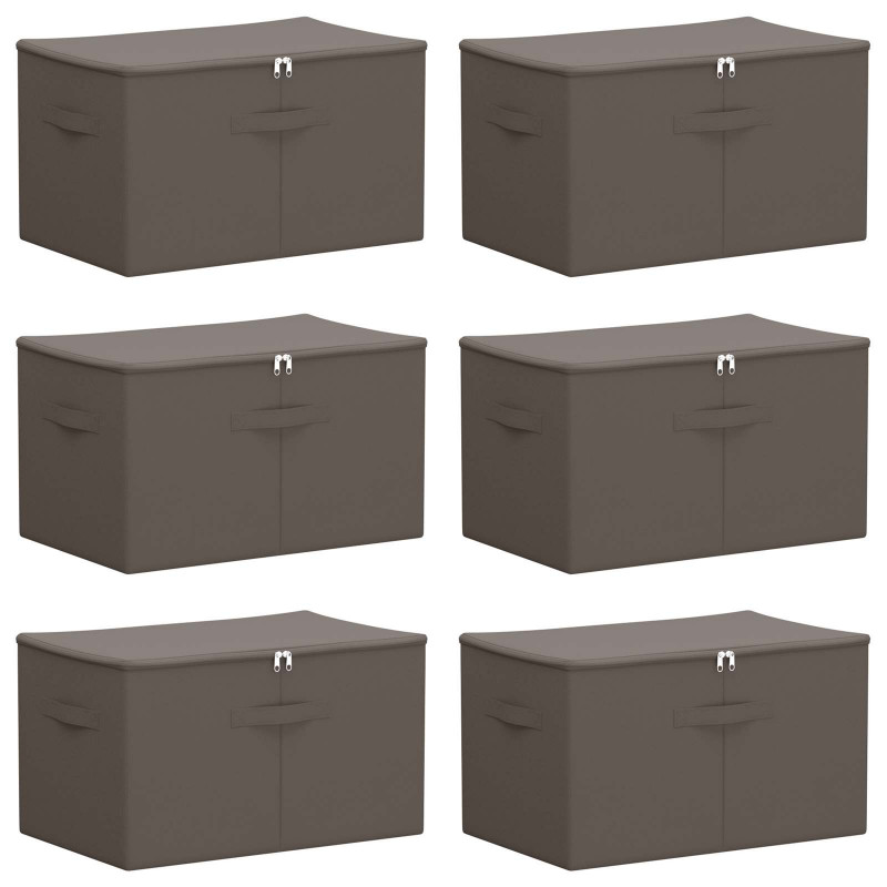 Skrzynia do przechowywania 6 pcs Szary 60 x 43 x 35 cm Włóknina