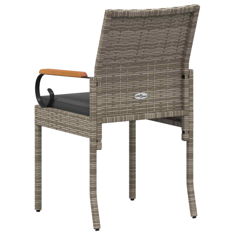 Krzesła ogrodowe 2 pcs Szary i ciemnoszary Poli Rattan i Akacja