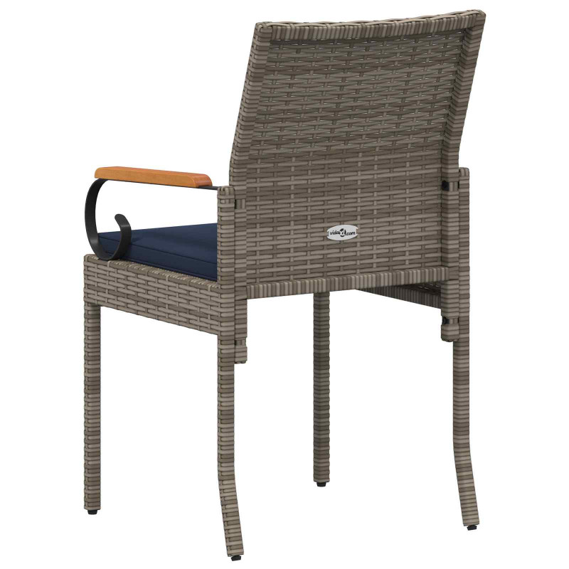 Krzesła ogrodowe 2 pcs Szary i granatowy Poli Rattan i Akacja