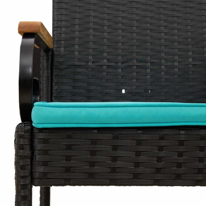 Krzesła ogrodowe 2 pcs Czarny i Turkusowy Poli Rattan i Akacja