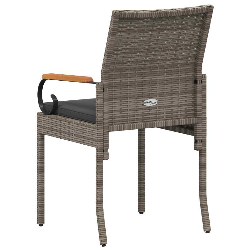Krzesła ogrodowe 4 pcs Szary i ciemnoszary Poli Rattan i Akacja