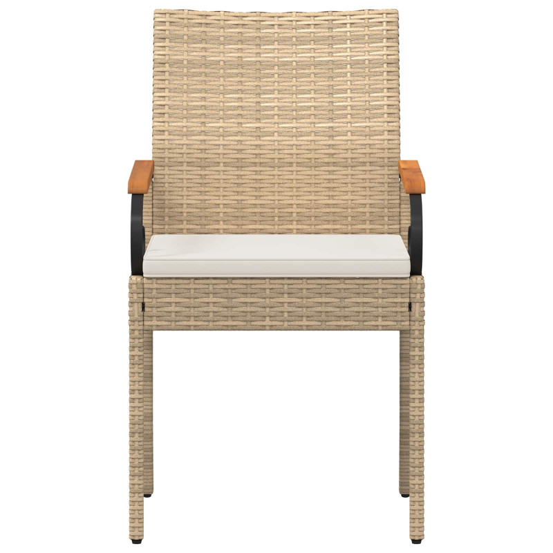 Krzesła ogrodowe 4 pcs Beżowy i kremowy Poli Rattan i Akacja