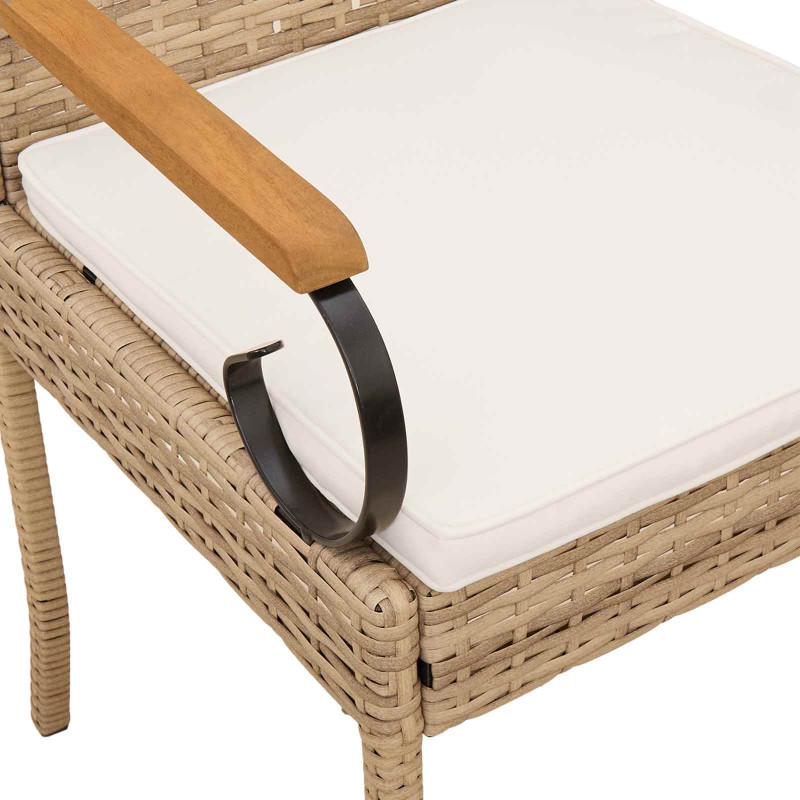 Krzesła ogrodowe 4 pcs Beżowy i kremowy Poli Rattan i Akacja