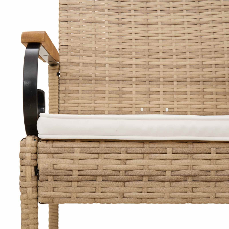 Krzesła ogrodowe 4 pcs Beżowy i kremowy Poli Rattan i Akacja