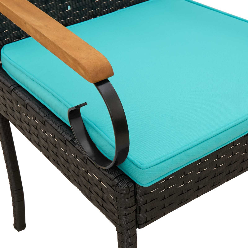 Krzesła ogrodowe 4 pcs Czarny i Turkusowy Poli Rattan i Akacja