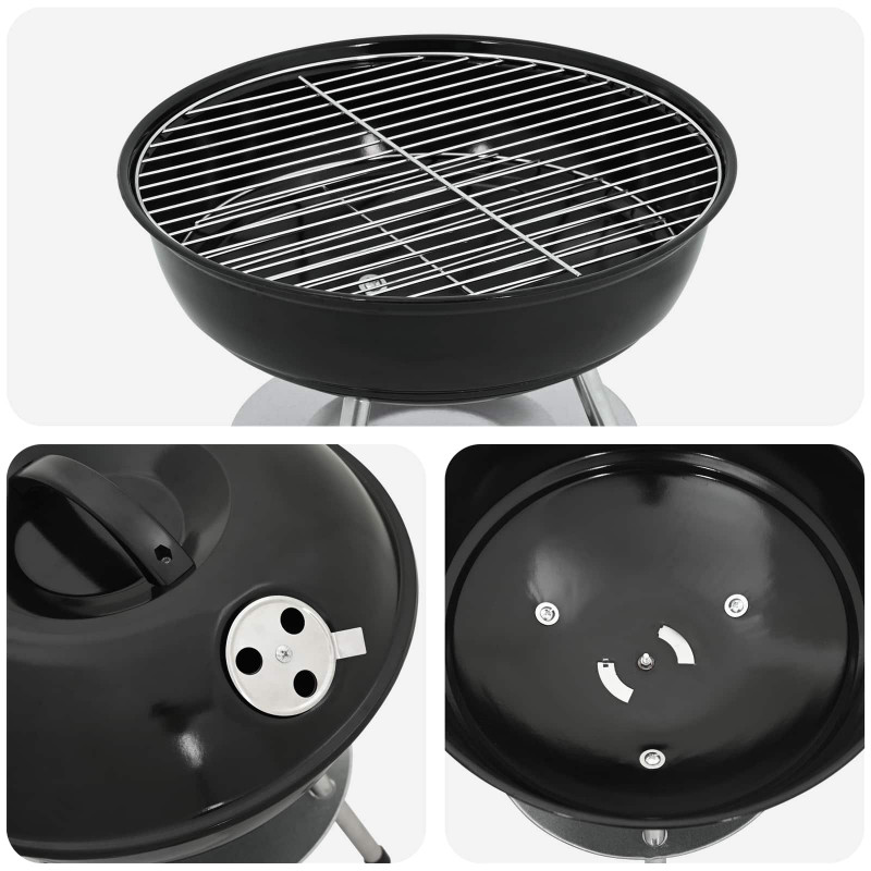 Grill węglowy Czarny 36,5 x 36,5 x 40 cm