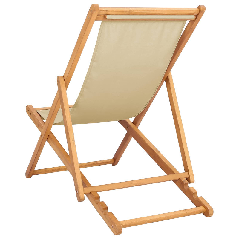 Krzesło plażowe Beżowy Lite drewno teakowe