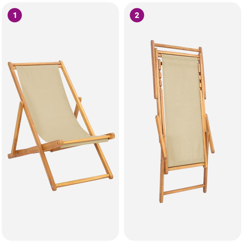Krzesło plażowe Beżowy Lite drewno teakowe