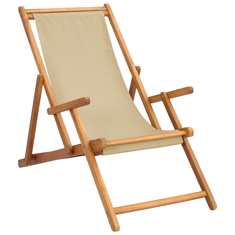Krzesło plażowe Beżowy Lite drewno teakowe