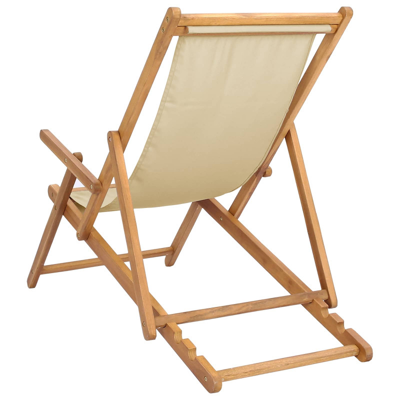 Krzesło plażowe Beżowy Lite drewno teakowe