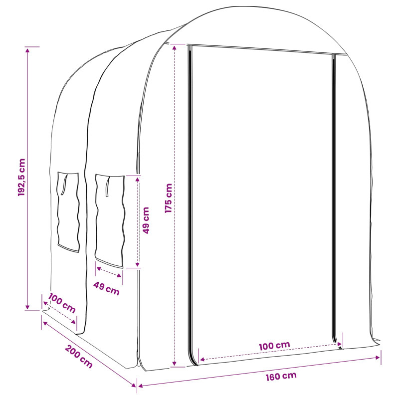 Szklarnia z ramą 160 x 200 x 192,5 cm PVC przezroczysty
