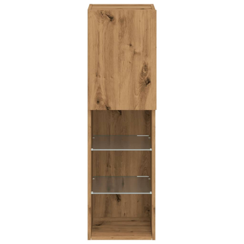 Szafki TV, z LED, 2 szt., dąb artisian, 30,5x30x102 cm
