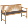 Ławka ogrodowa z poduszką taupe, 150 cm, lite drewno tekowe