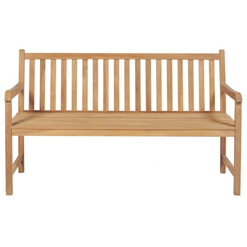 Ławka ogrodowa z czerwoną poduszką, 150 cm, lite drewno tekowe