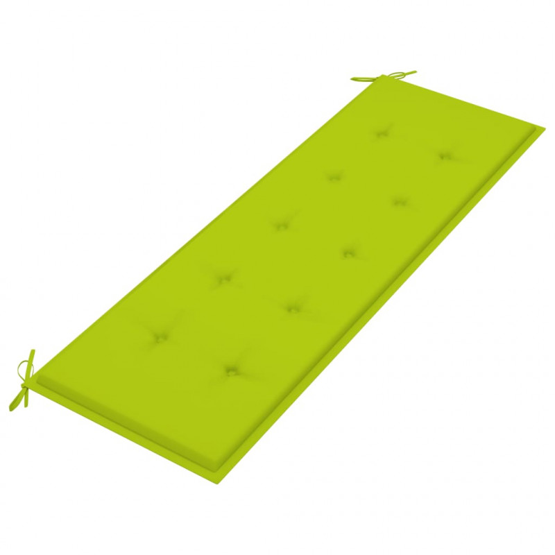 Ławka ogrodowa z jasnozieloną poduszką, 150 cm, drewno tekowe