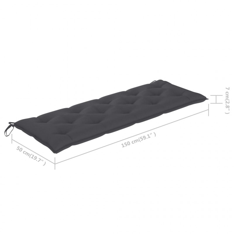 Ławka ogrodowa z antracytową poduszką, 150 cm, drewno tekowe