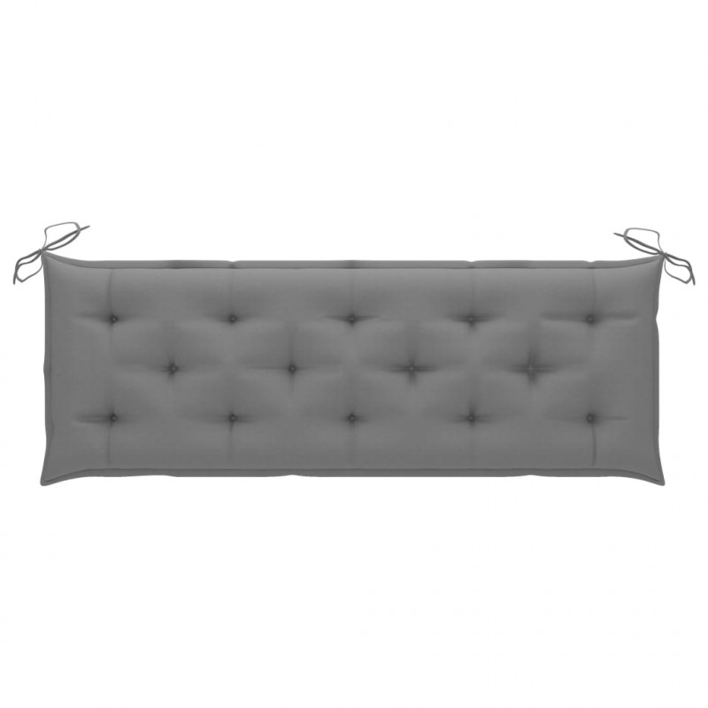 Ławka ogrodowa z szarą poduszką, 150 cm, lite drewno tekowe