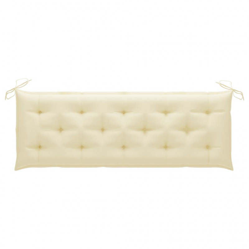 Ławka ogrodowa z kremową poduszką, 150 cm, lite drewno tekowe