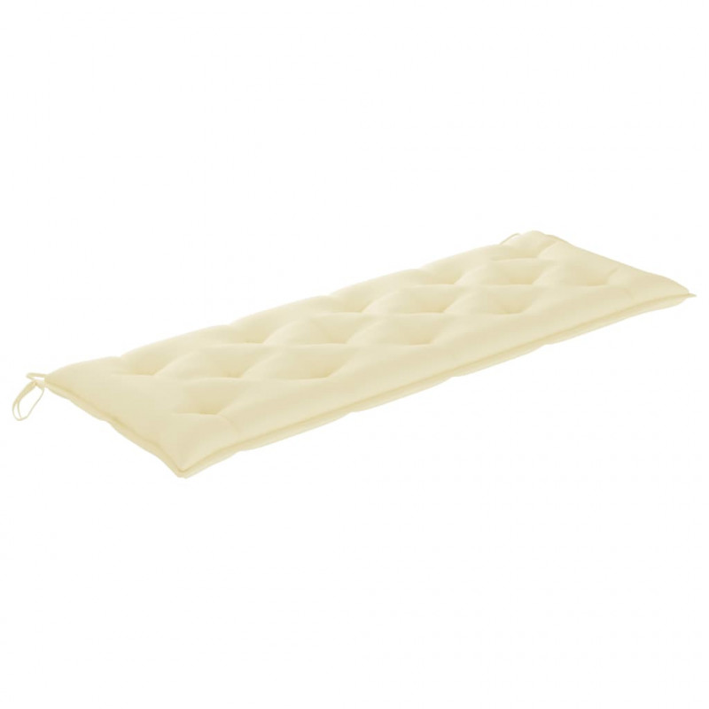 Ławka ogrodowa z kremową poduszką, 150 cm, lite drewno tekowe