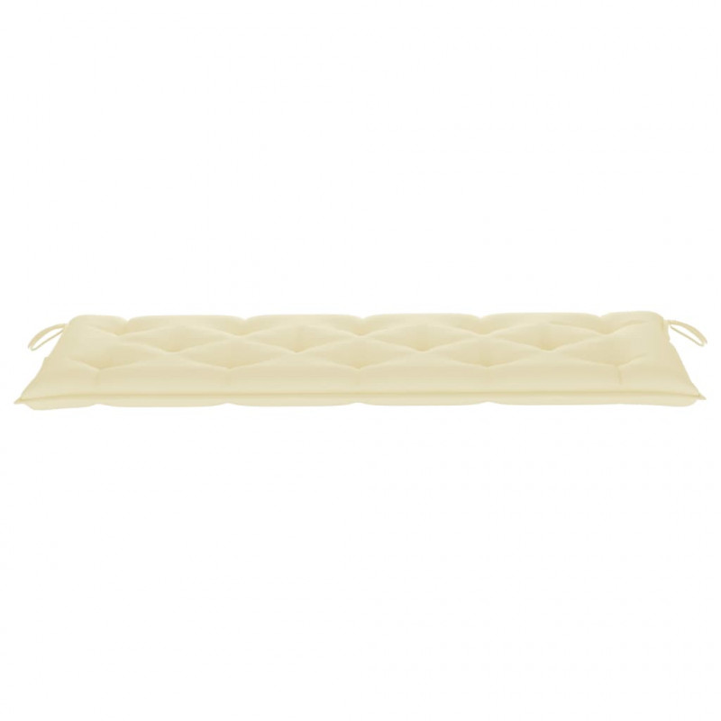 Ławka ogrodowa z kremową poduszką, 150 cm, lite drewno tekowe
