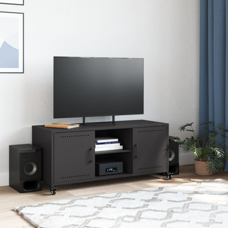 Szafka RTV, czarna, 100,5x39x43,5 cm, stal