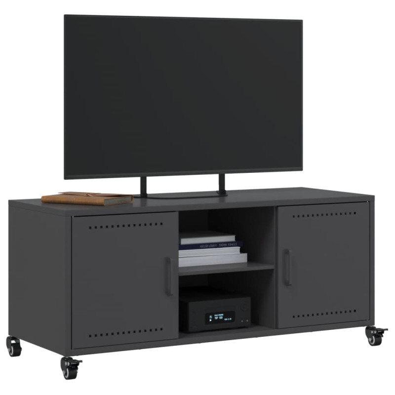 Szafka RTV, czarna, 100,5x39x43,5 cm, stal