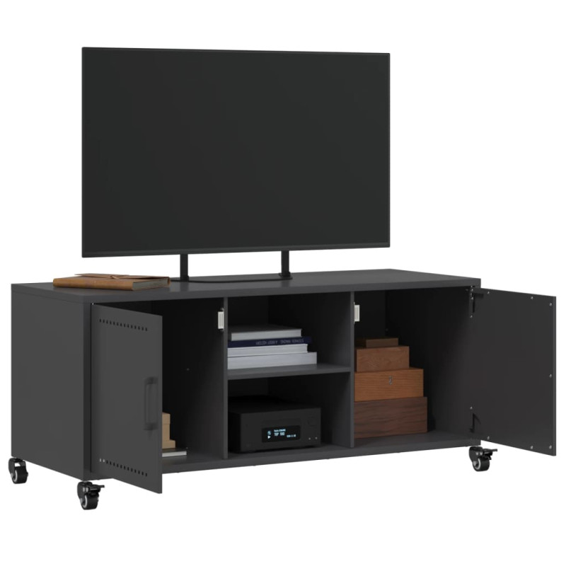 Szafka RTV, czarna, 100,5x39x43,5 cm, stal