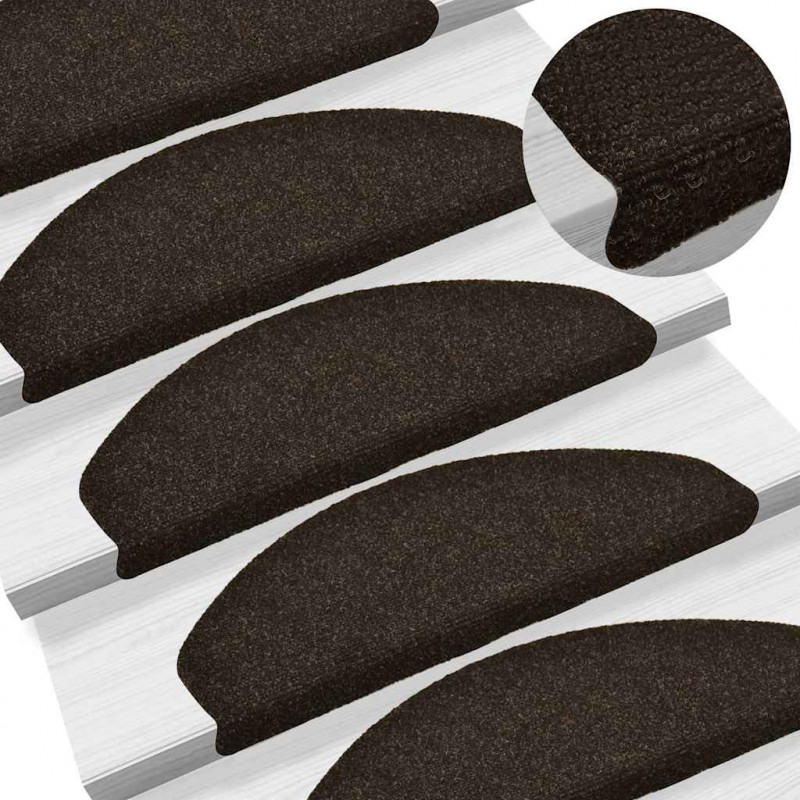 Maty na schody samoprzylepne 20 szt. 65x21x4 cm Ciemnobrązowe półokrągłe duże