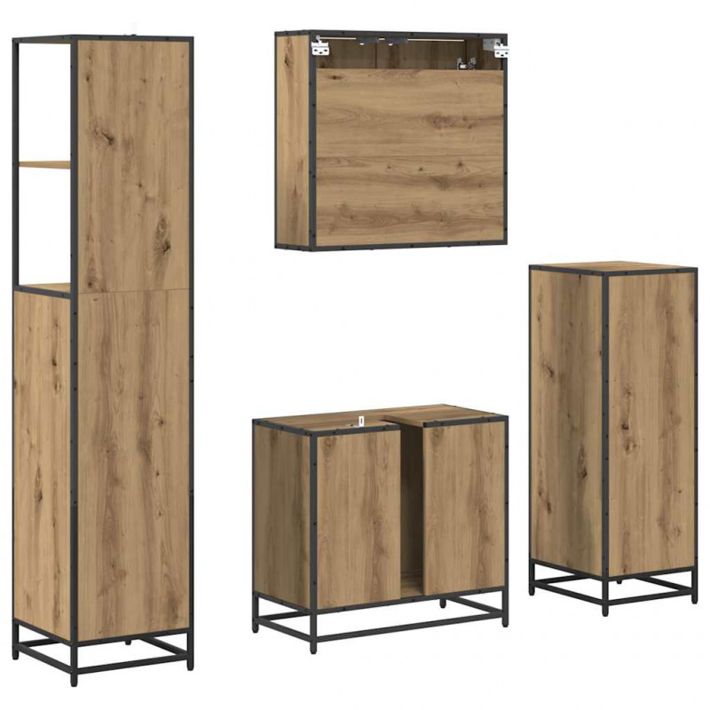 Zestaw mebli łazienkowych z szufladą 4 pcs Dąb rzemieślniczy