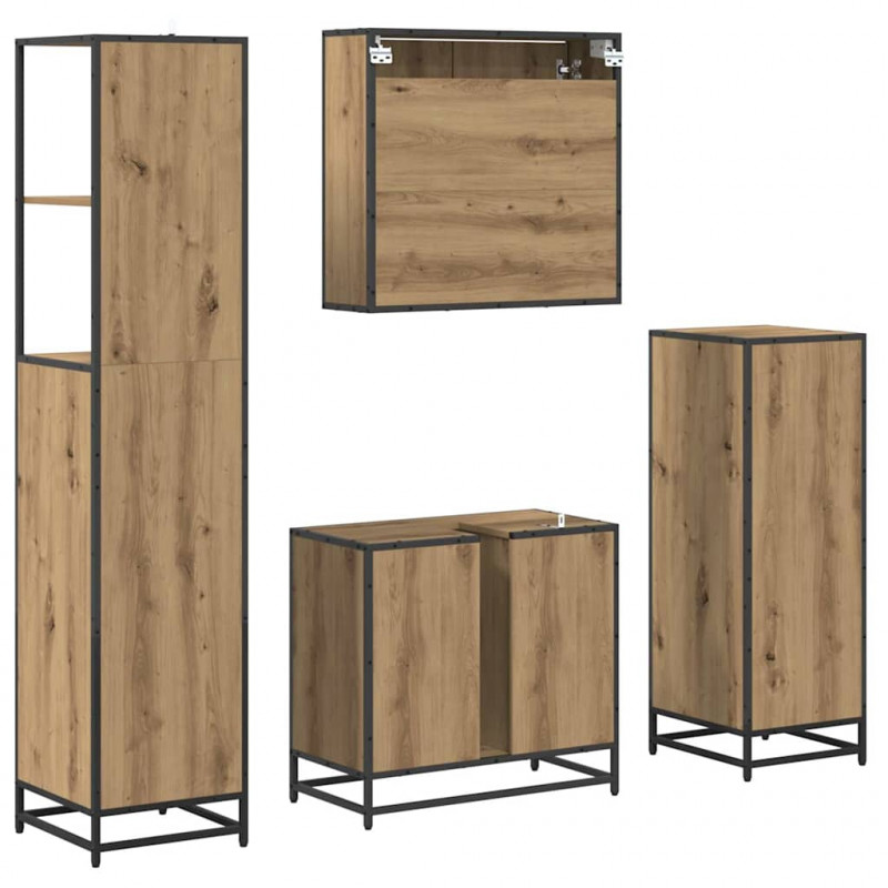 Zestaw mebli łazienkowych z szufladą 4 pcs Dąb rzemieślniczy
