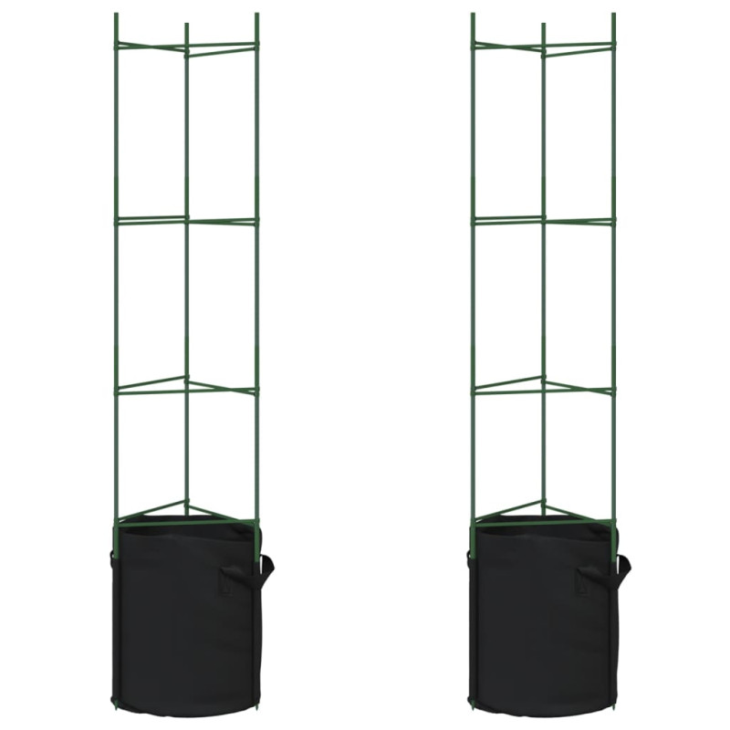 Podpórki do pomidorów z workami, 2 szt., 154 cm, stal i PP
