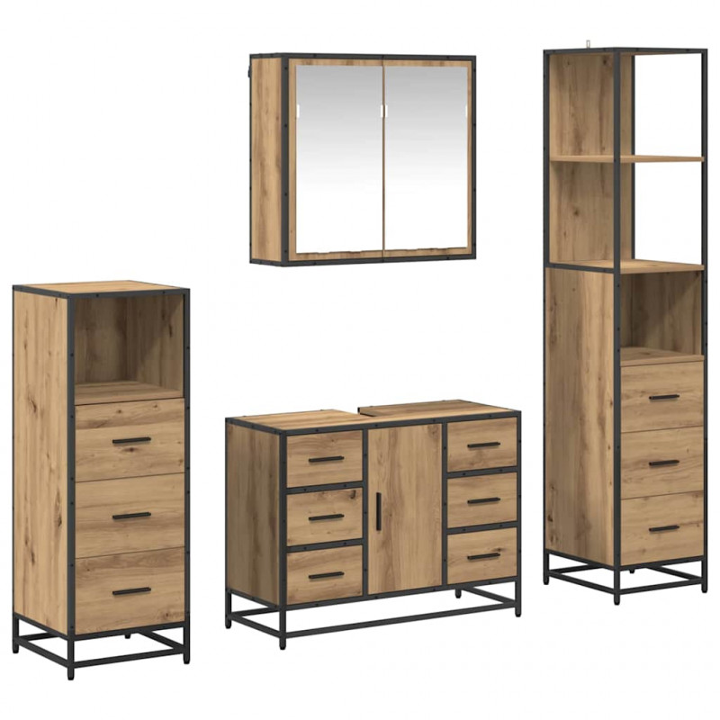 Zestaw mebli łazienkowych z szufladą 4 pcs dąb artisan