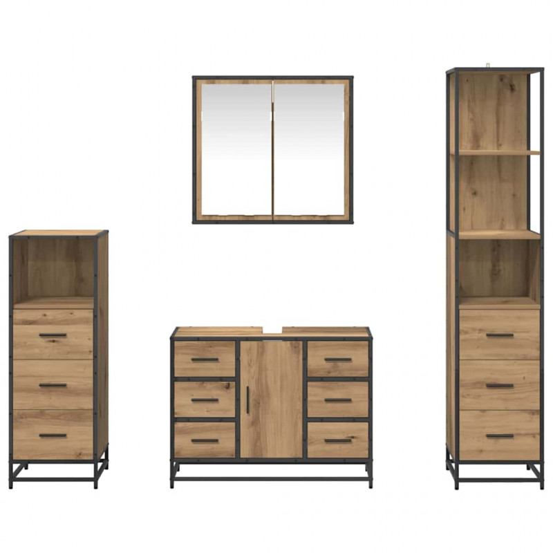 Zestaw mebli łazienkowych z szufladą 4 pcs dąb artisan