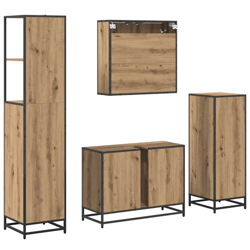 Zestaw mebli łazienkowych z szufladą 4 pcs dąb artisan